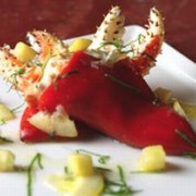 Crab-Stuffed Spanish Peppers with Honey Preserved Lemon Herb Compote