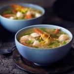 Lemon Garlic Shrimp Soup with Brown Rice