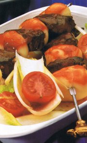 Brochettes de boeuf et de pommes de terre