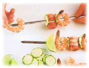 Brochettes de crevettes et bacon