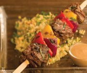 Beef and Vegetable Kebabs with Creamy Horseradish Sauce