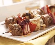 Grilled Chicken, Sausage and Vegetable Skewers