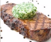 Grilled Strip Loin Steak Red Grill Angus with Basil Butter