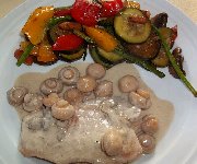 Côtelettes de porc crème de champignons et vin