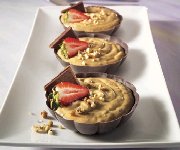 Coupelles de chocolat, mousse au caramel croquant