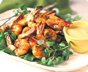 Shrimp barbecue with mustard dip