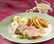 Pork filet with blue cheese sauce