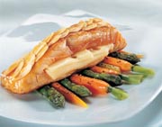 Maple Salmon Fillet with Melted Swiss and an Almond Crust