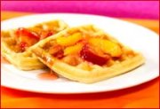 Waffles with Peach Plum Topping