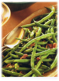 Haricots verts braisés au bacon