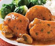 Hauts de cuisse de poulet, sauce chasseur