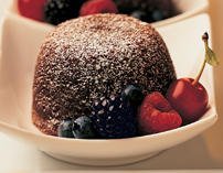 Rich Double Chocolate Cake with Liquid Fruit Centre