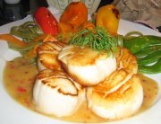 Scallops with lemon and maple syrup dressing