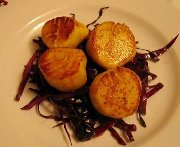 Spiced Scallops with Balsamic-Braised Red Cabbage