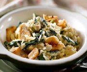 Poulet et riz aux épinards en casserole