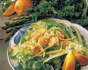 Salade de pétoncles, vinaigrette à l'orange et au gingembre