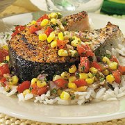 Salmon with Red Pepper and Corn Salsa