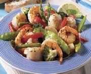 Ginger-lemon scallop, shrimp and vegetable stir-fry