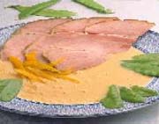 Ham Steak with Pumpkin and Yellow Pepper Sauce